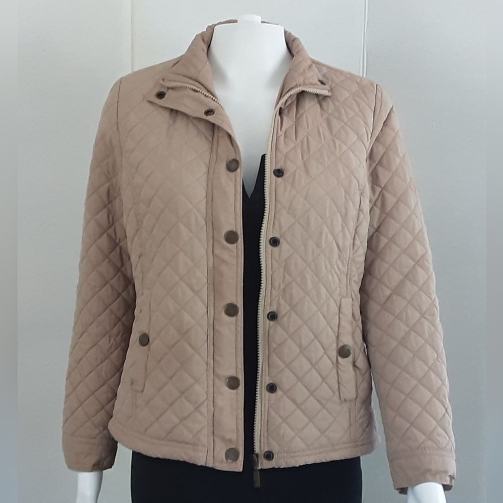 MISS ASHLEY by 26 International Beige Quilted Puffer Jacket Sz SP